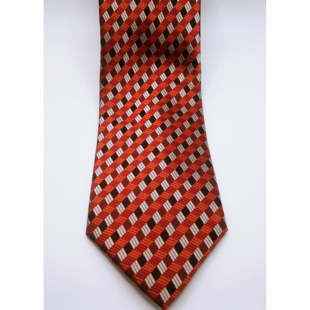 Van Heusen Men's Tie Abstract Burnt Orange Multi-Color Polyester 58.5"x3.75"